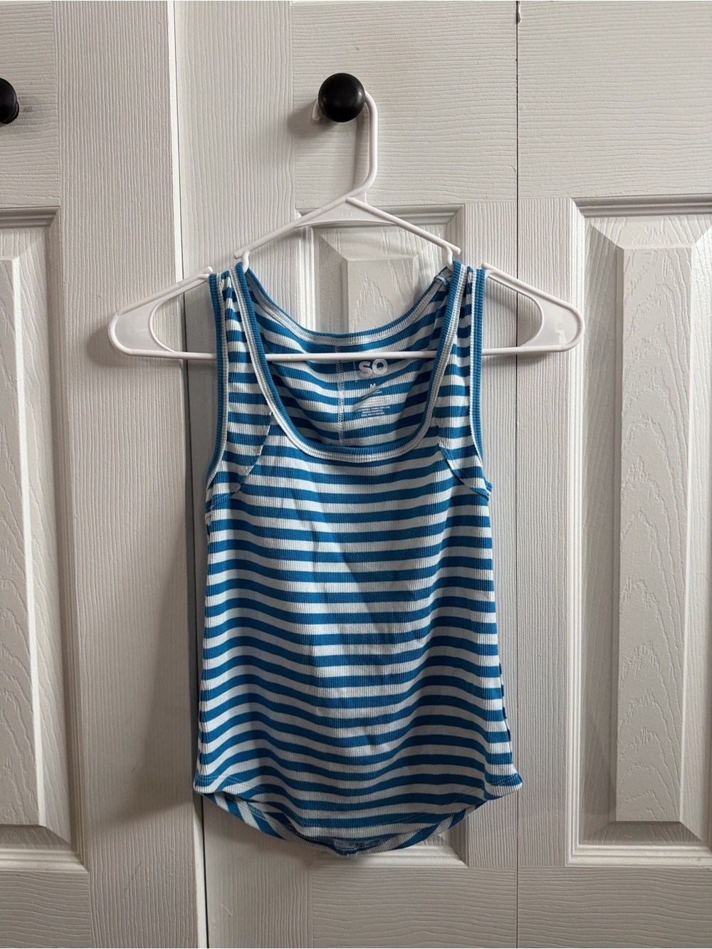 SO Blue & White Striped Ribbed Tank